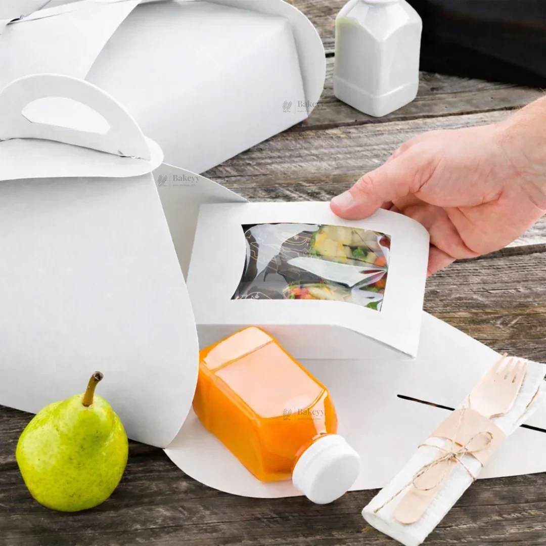 Dome Cake Box with Handle | White Color Paper | Elegant Curved Top Packaging Box | Pack of 25 - Image 6