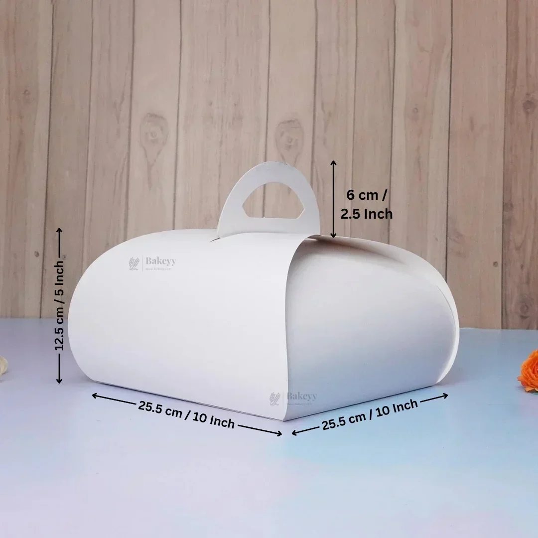 Dome Cake Box with Handle | White Color Paper | Elegant Curved Top Packaging Box | Pack of 25 - Image 9