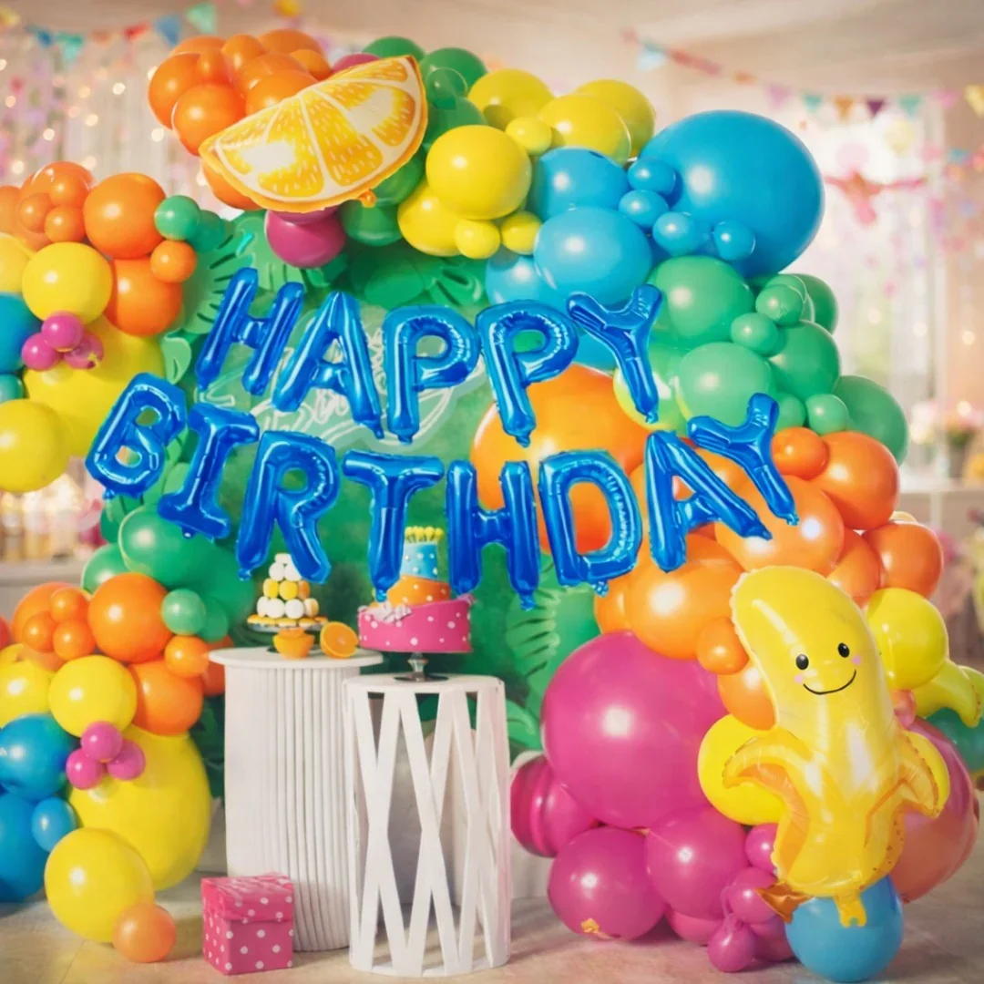 Tropical Fruit Theme Happy Birthday Balloon Decoration Set | Party Decor | Pack of 1