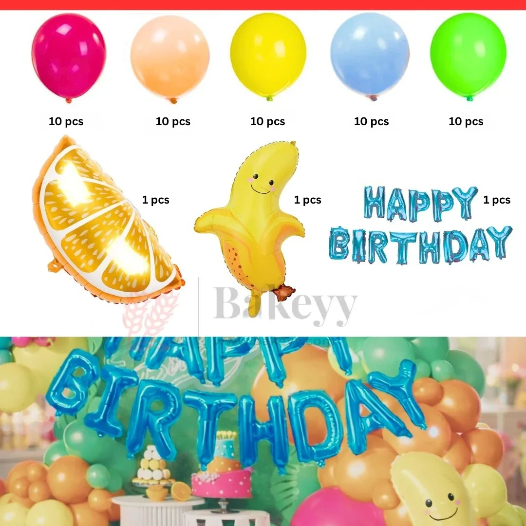 Tropical Fruit Theme Happy Birthday Balloon Decoration Set | Party Decor | Pack of 1 - Image 2