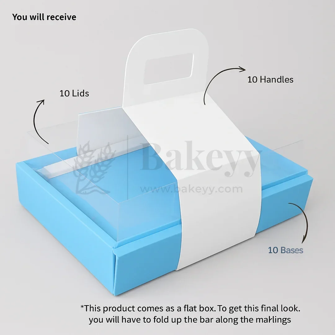Double Wall Hamper Box with Fit in Transparent Lid and Blue Base and Handle| Pack of 10 - Image 3