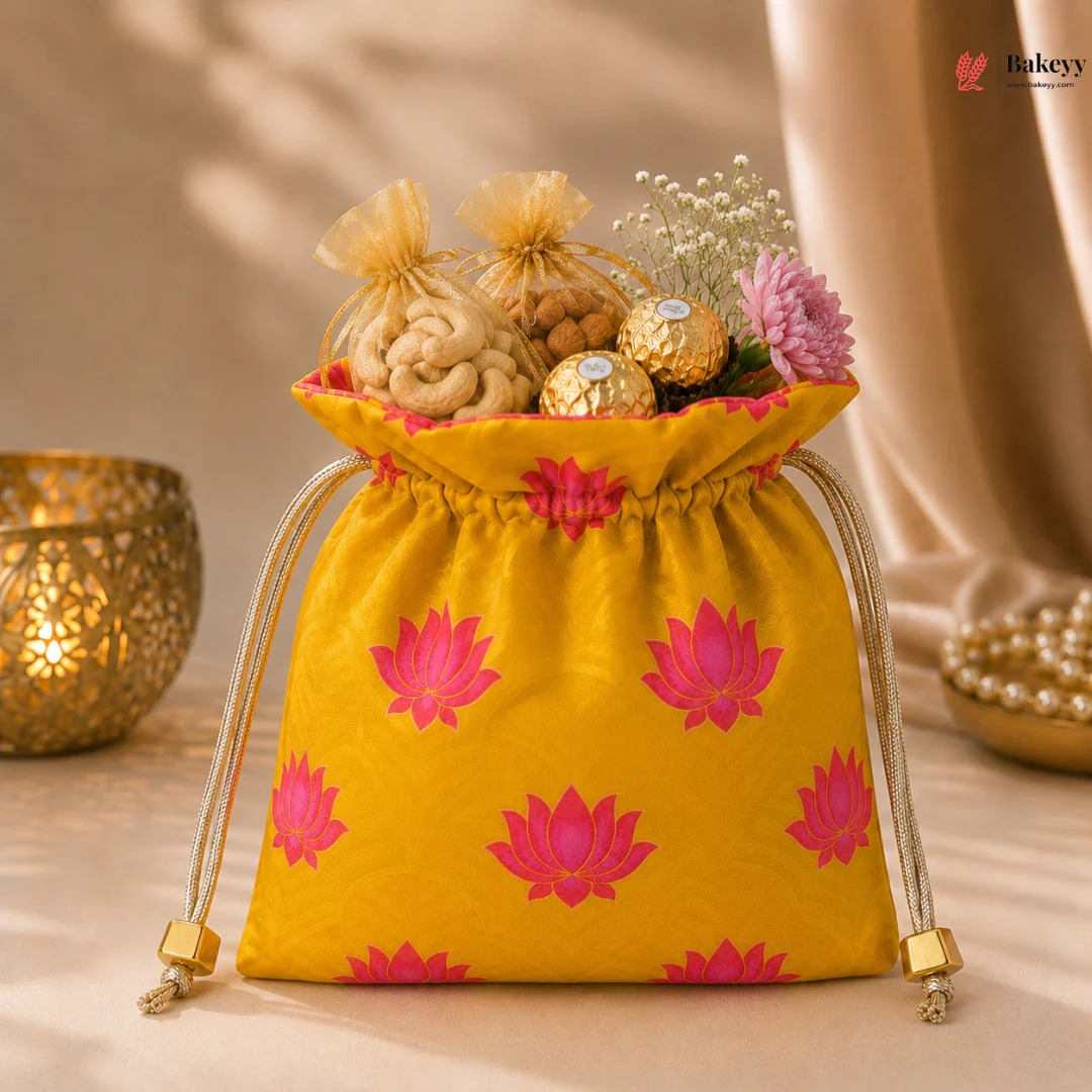 Drawstring Potli Bags | Lotus Design | Two Colors | Three Sizes | Pack of 10 - Image 10