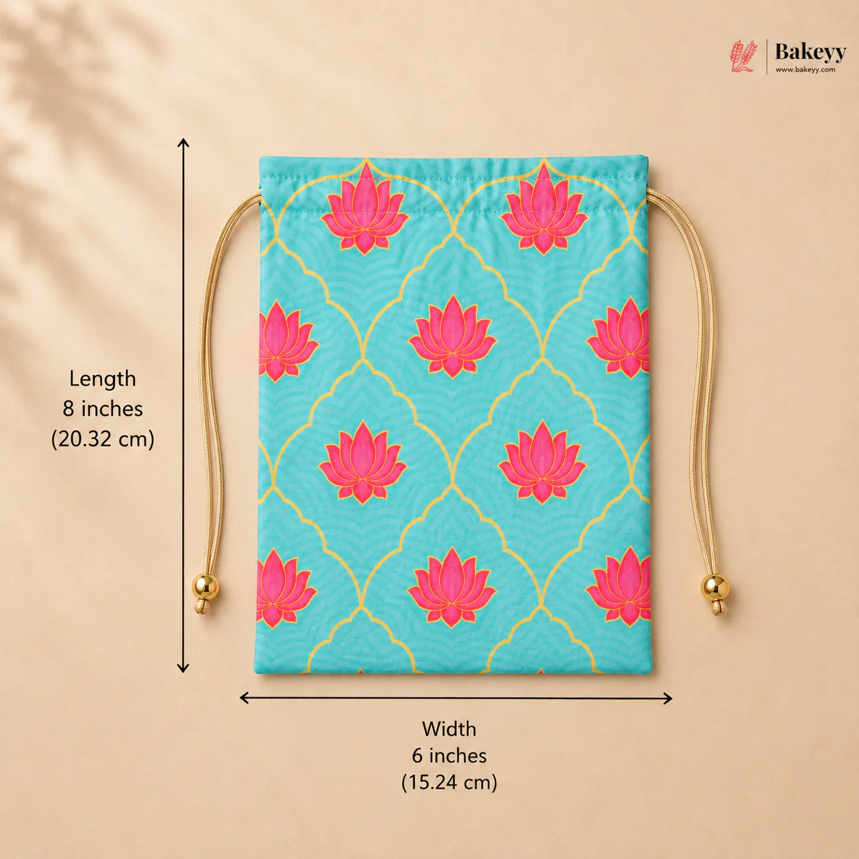 Drawstring Potli Bags | Lotus Design | Two Colors | Three Sizes | Pack of 10 - Image 6