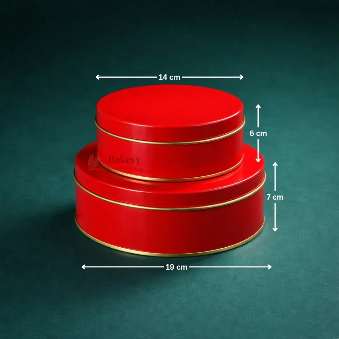Round Metal Cake Tin Box with Lid | Premium Decorative Tin for Plum Cake, Dream Cake & Gift Packing | Reusable Storage Container | Multiple Colors - Image 2