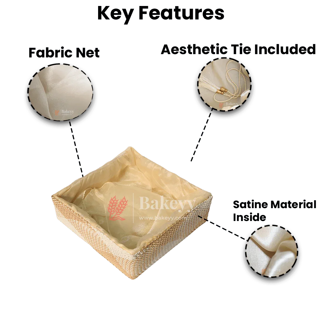 Hues Elegant Beige Pearl Net Square Hamper | Luxurious Gifting Basket - Image 10