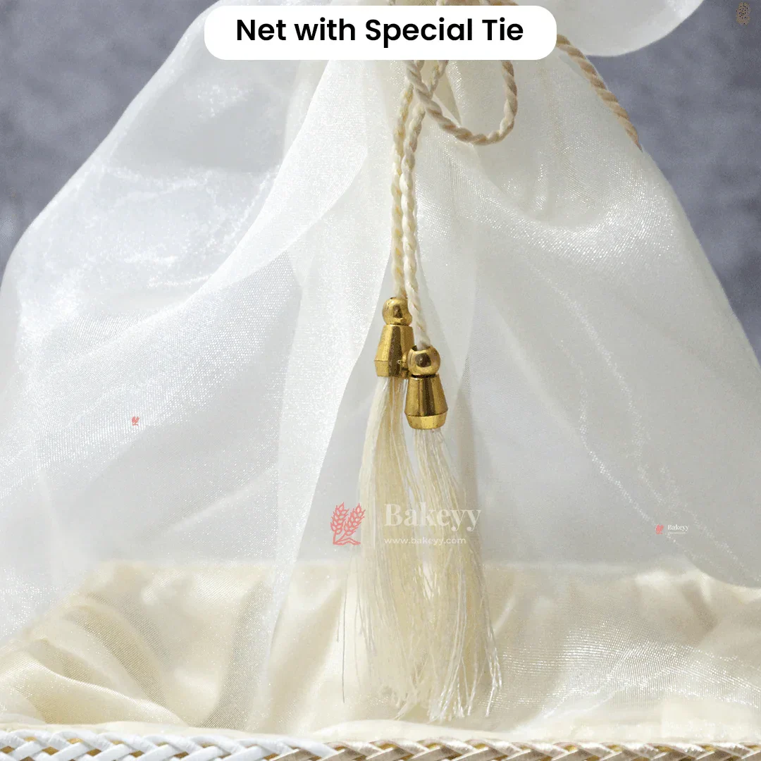 Hues Elegant Beige Pearl Net Square Hamper | Luxurious Gifting Basket - Image 6