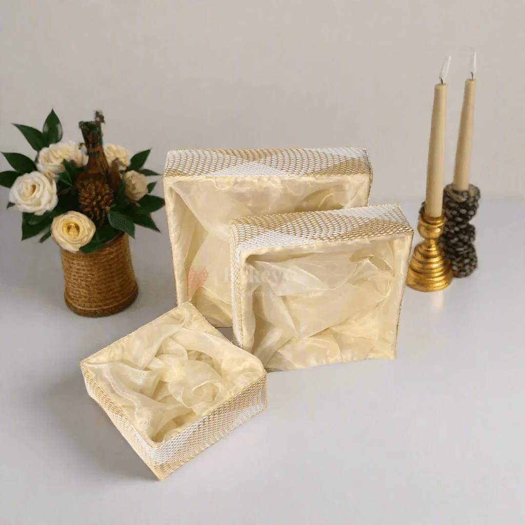 Hues Elegant Beige Pearl Net Square Hamper | Luxurious Gifting Basket - Image 8