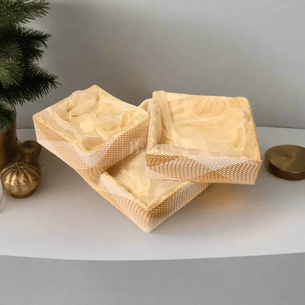 Hues Elegant Beige Pearl Net Square Hamper | Luxurious Gifting Basket - Image 9
