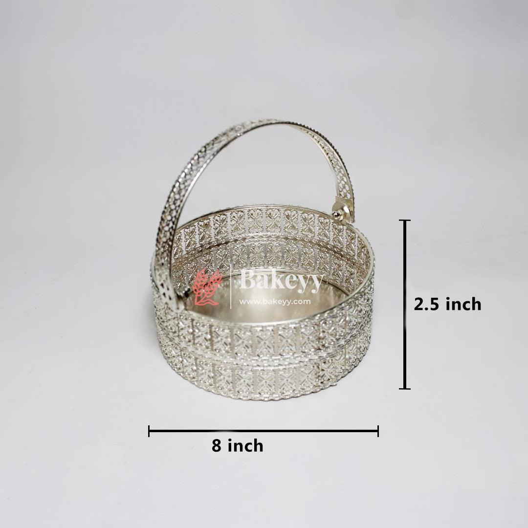 Elegant Silver Plated Metal Basket |Premium Gifting & Serving Accessory| for Weddings, Festivals & Special Occasions - Image 4
