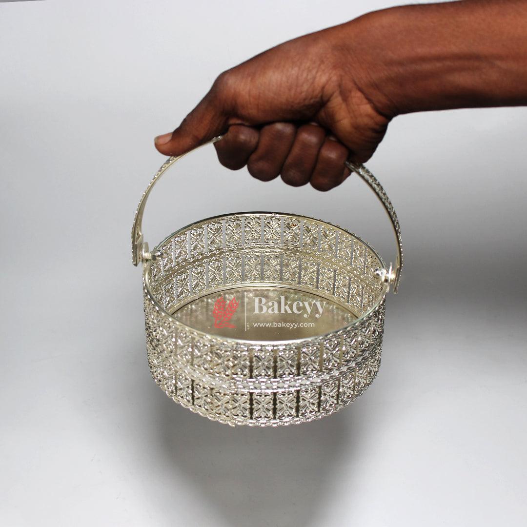 Elegant Silver Plated Metal Basket |Premium Gifting & Serving Accessory| for Weddings, Festivals & Special Occasions - Image 6