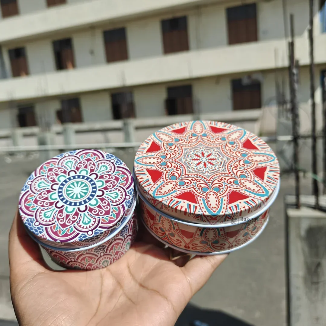Round Mandala Design Empty Tin Boxes | Mandala Print | Tin Box | Pack of 6 - Image 2