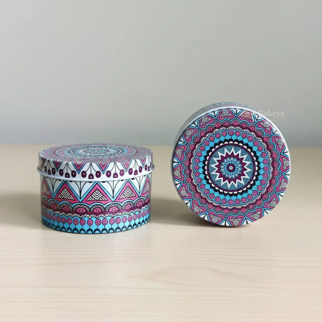 Round Mandala Design Empty Tin Boxes | Mandala Print | Tin Box | Pack of 6 - Image 3