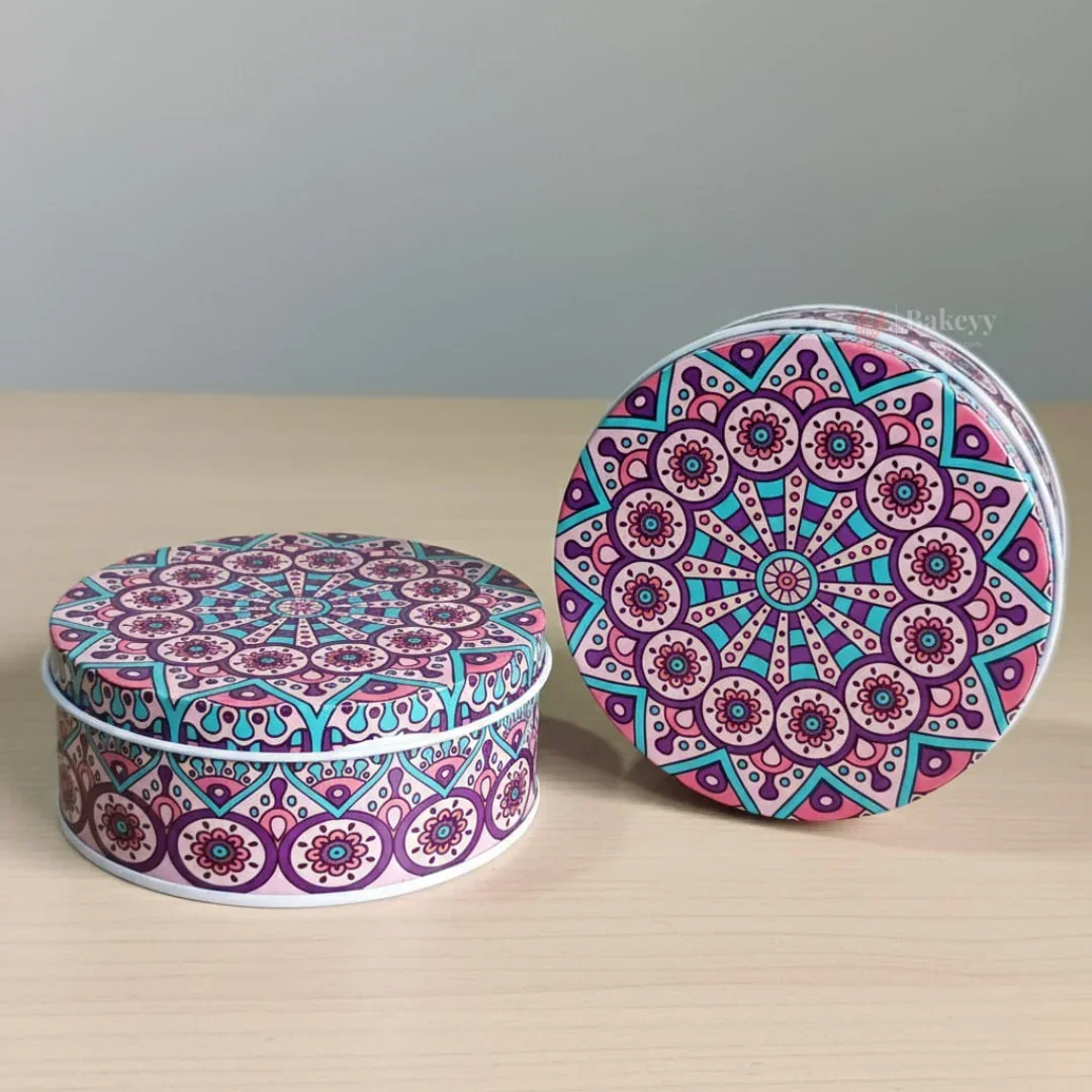 Round Mandala Design Empty Tin Boxes | Mandala Print | Tin Box | Pack of 6 - Image 4