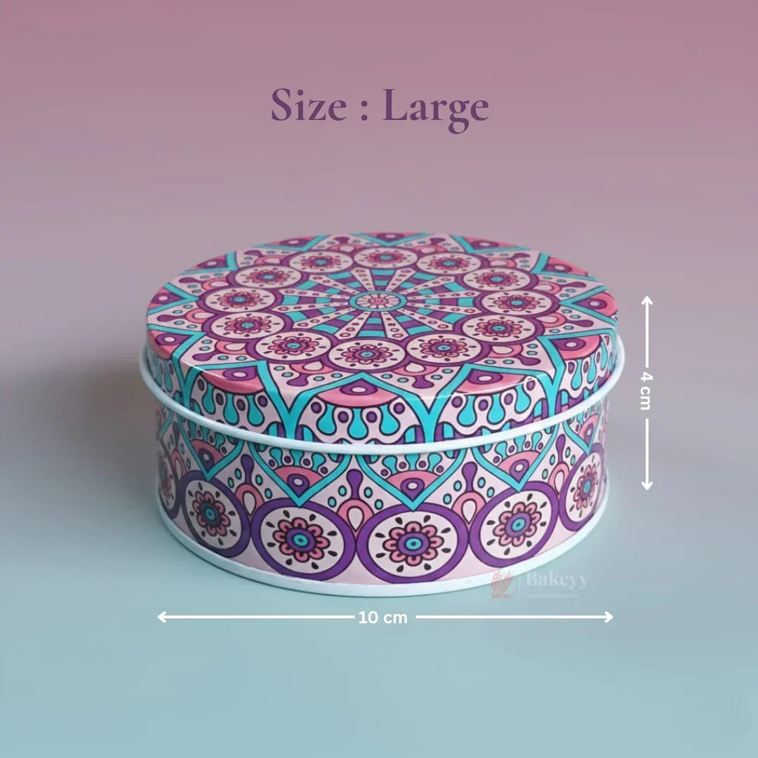 Round Mandala Design Empty Tin Boxes | Mandala Print | Tin Box | Pack of 6 - Image 5
