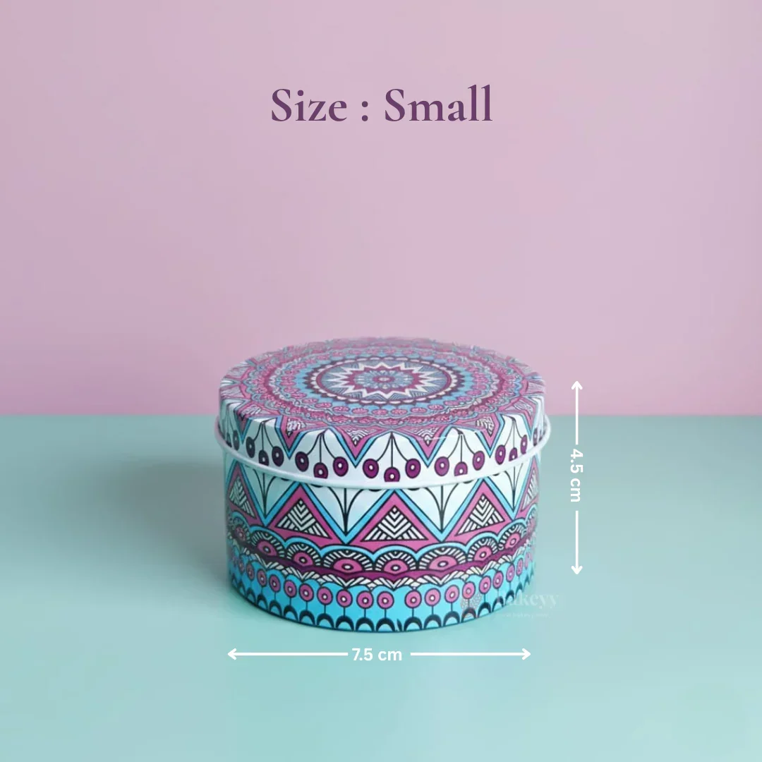 Round Mandala Design Empty Tin Boxes | Mandala Print | Tin Box | Pack of 6 - Image 6