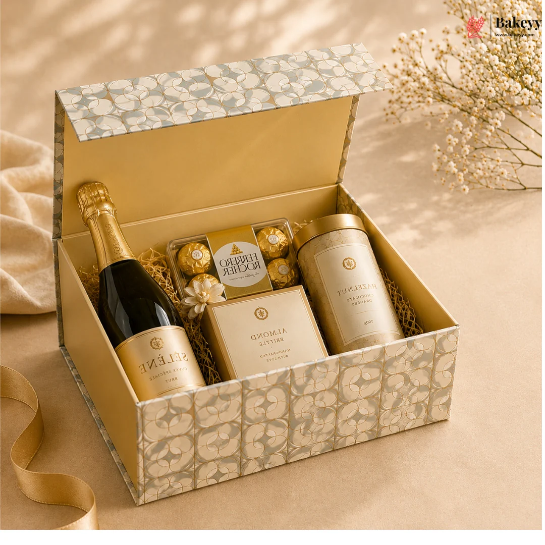 Flip-Open Magnetic Hamper Box with Premium Printed Exterior and Gold Inner Finish - Image 4