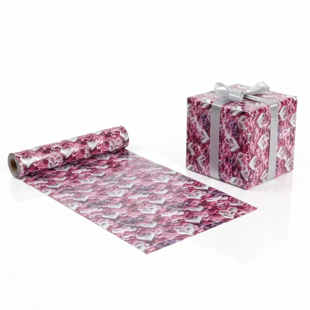 Floral & Heart Print Gift Wrapping Paper Sheets | Premium Decorative Wrapping for Gifting | Pack of 25 sheets - Image 3