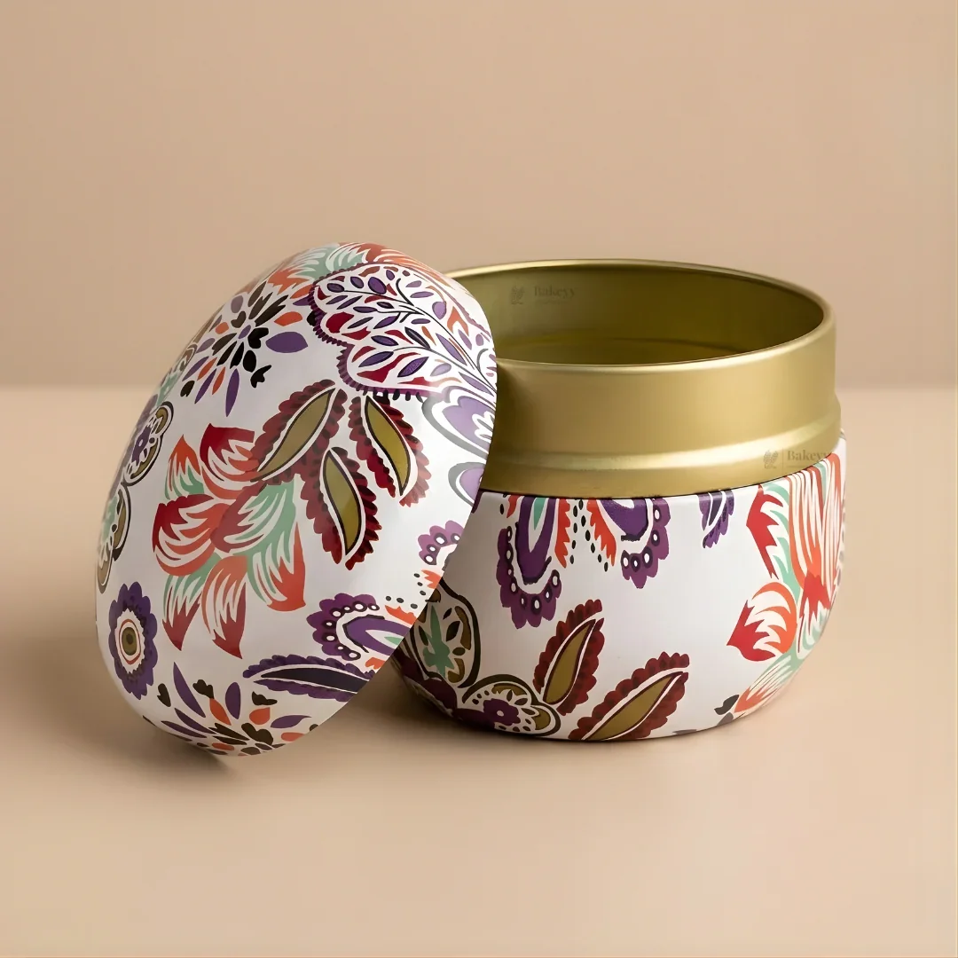 Floral Print Candle Tin Box | Decorative Storage Tin | Pack of 1 - Image 10