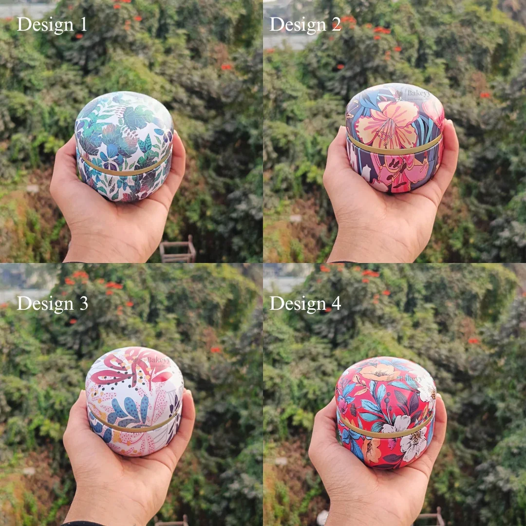 Floral Print Candle Tin Box | Decorative Storage Tin | Pack of 1 - Image 3