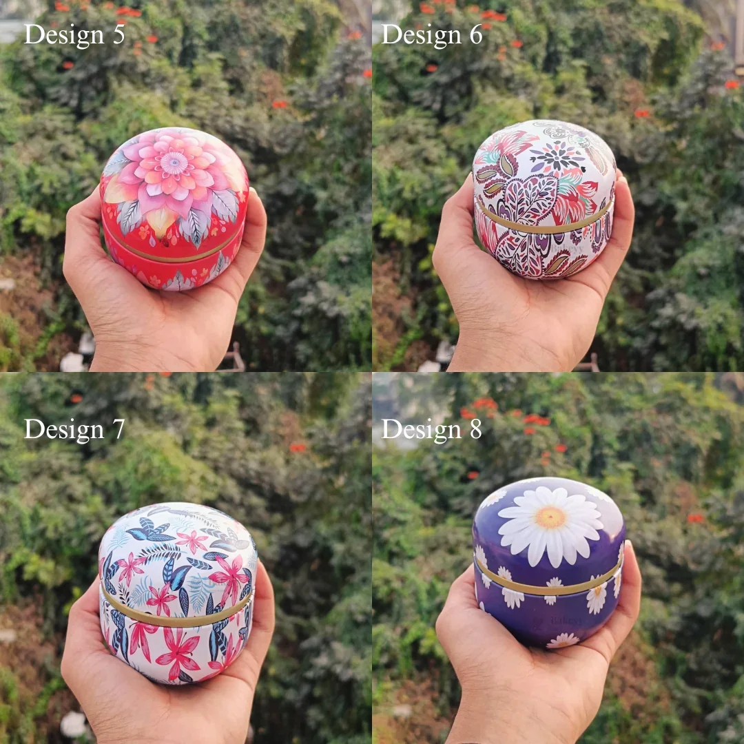 Floral Print Candle Tin Box | Decorative Storage Tin | Pack of 1 - Image 4