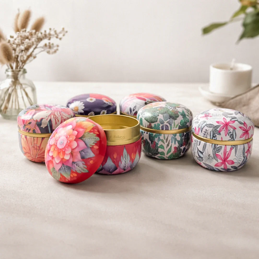 Floral Print Candle Tin Box | Decorative Storage Tin | Pack of 1 - Image 5