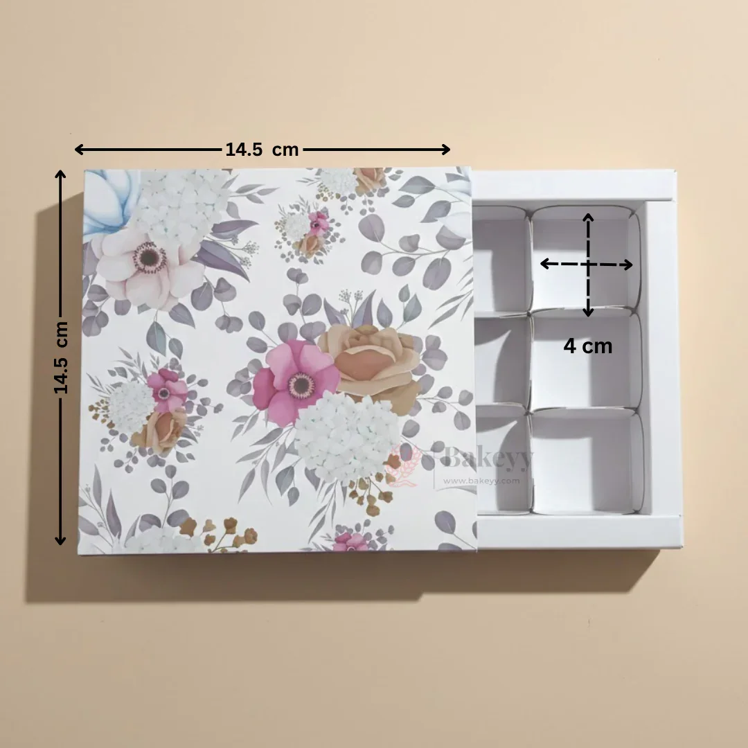 Floral Printed Chocolate Gift Box with Inner Tray | Premium Sleeve Box for Chocolates & Hampers | Multipurpose Box | Pack of 10 - Image 3