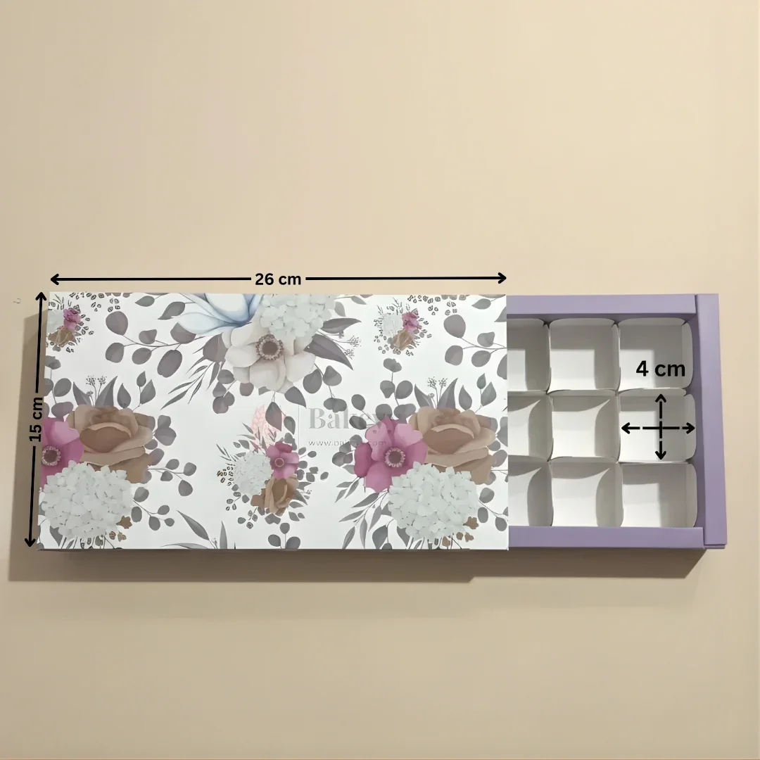 Floral Printed Chocolate Gift Box with Inner Tray | Premium Sleeve Box for Chocolates & Hampers | Multipurpose Box | Pack of 10 - Image 6