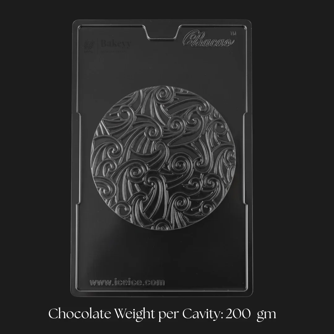 Mould 630 | Florentine Swirl Chocolate Disc Mould | Large Round Designer Chocolate Mould | Pack of 1