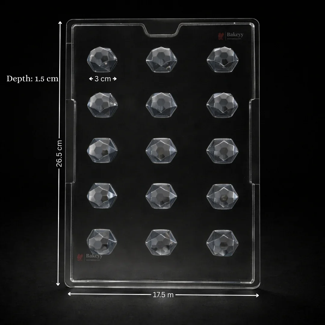 Mould 201 | Geometric Diamond Chocolate Mould | 15 Cavity | Pack of 1 - Image 2
