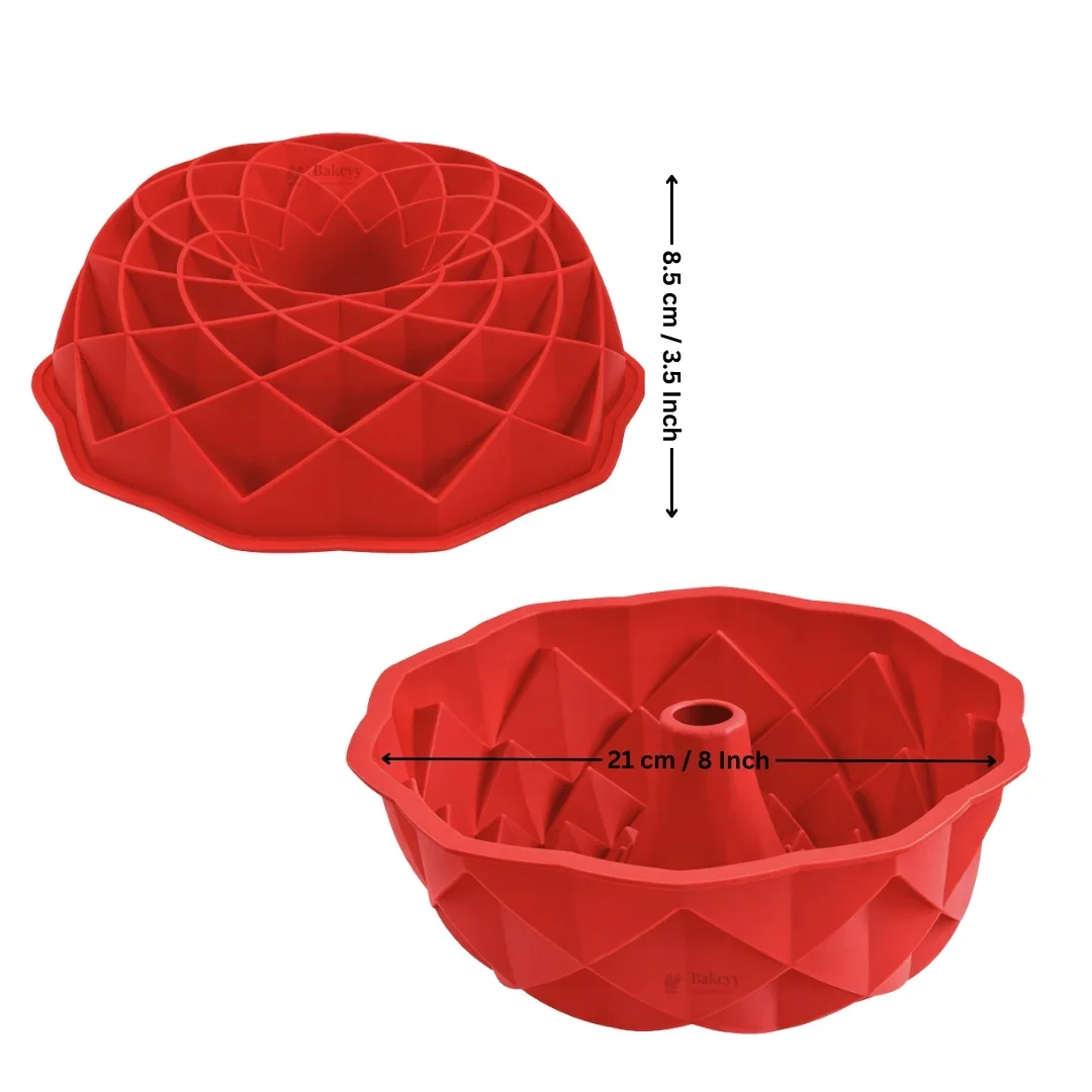 Geometric Dome Silicone Cake Mould | Diamond Pattern Bundt Design | Pack of 1 - Image 2