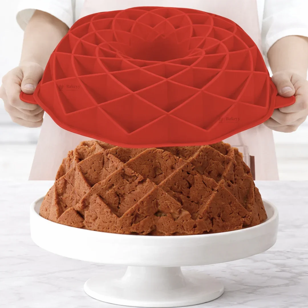 Geometric Dome Silicone Cake Mould | Diamond Pattern Bundt Design | Pack of 1 - Image 3