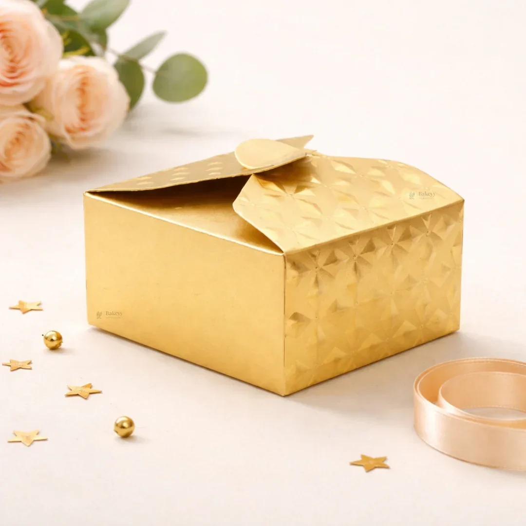 Geometric Flap Goodie Box | Textured Gift Packaging Box | Gold & Silver Available | Pack of 10 - Image 4