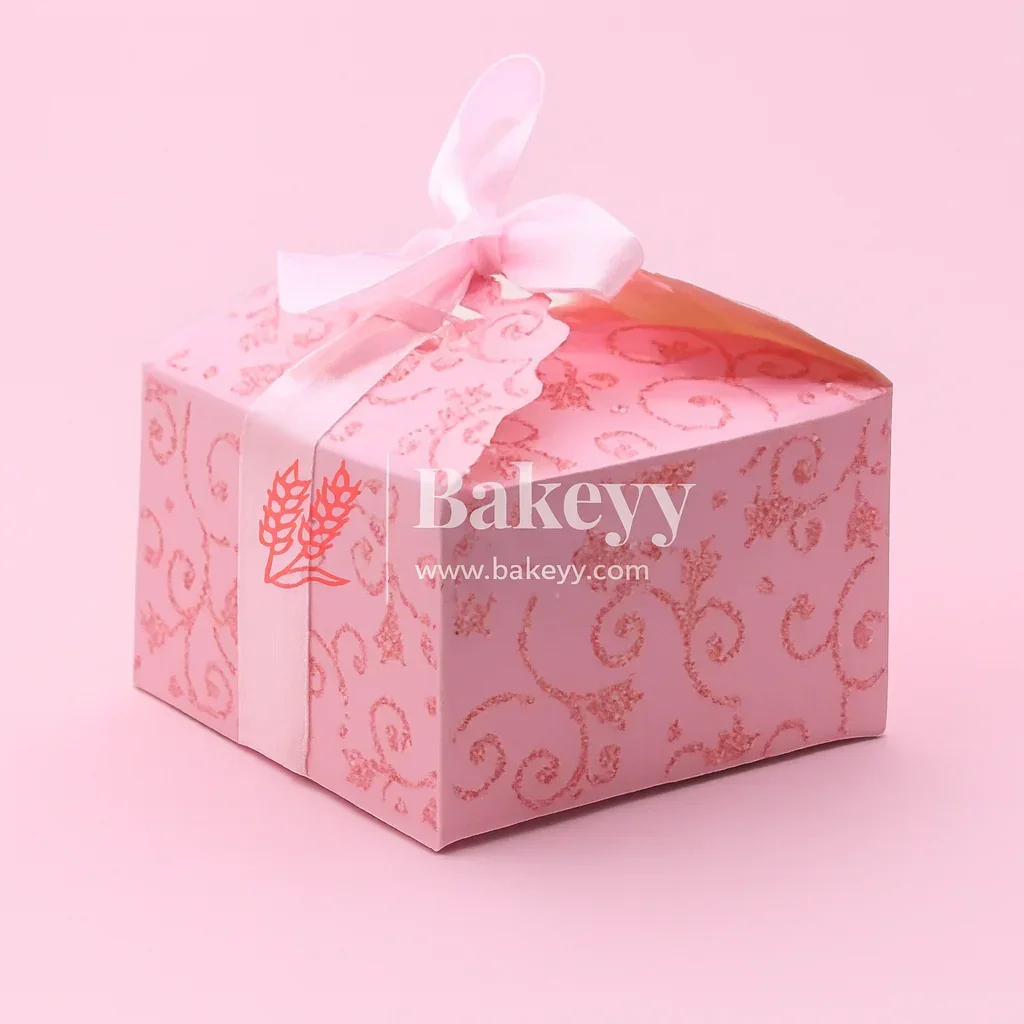 Pink Decorative Favor Gift Box – 9x9x5.5cm Box with Ribbon for Chocolates, Sweets & Diwali Return Gifts| Pack of 10