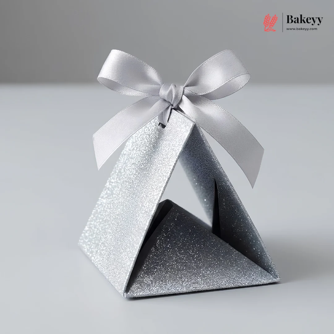 Gift Box Wedding Party Favor Box for Small Gift | Paper Box with Ribbon | Silver & Gold Color | Pack Of 10 - Image 5