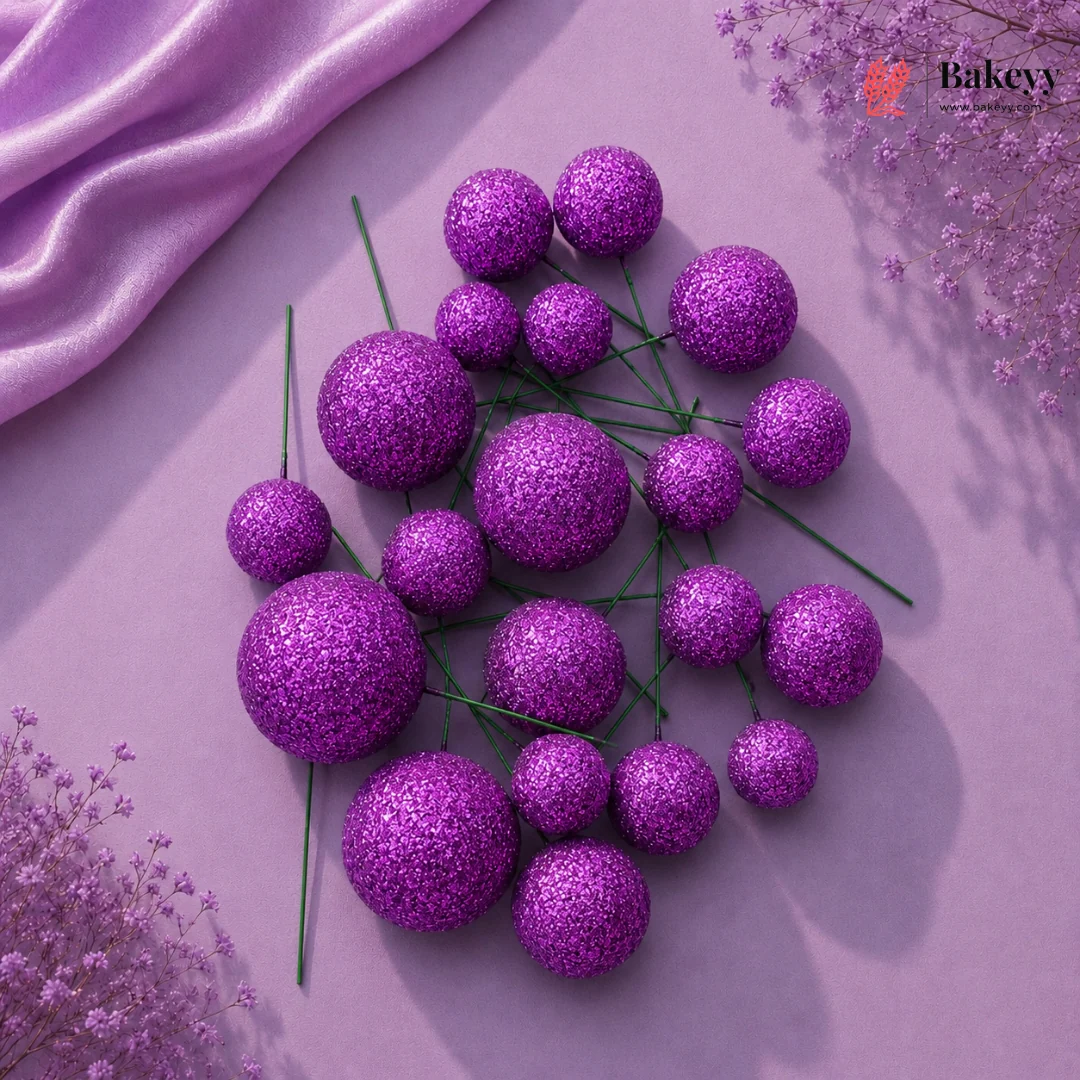 Glitter Faux Balls | Cakes, Bouquets, Hampers & Festive Decor | 20 Faux Ball Per Pack | Pack of 1 - Image 12