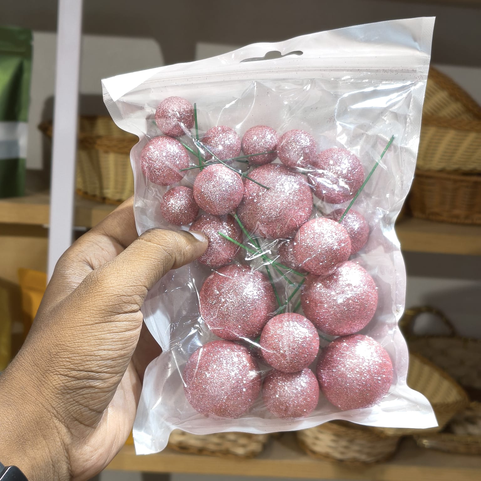 Glitter Faux Balls | Cakes, Bouquets, Hampers & Festive Decor | 20 Faux Ball Per Pack | Pack of 1 - Image 14