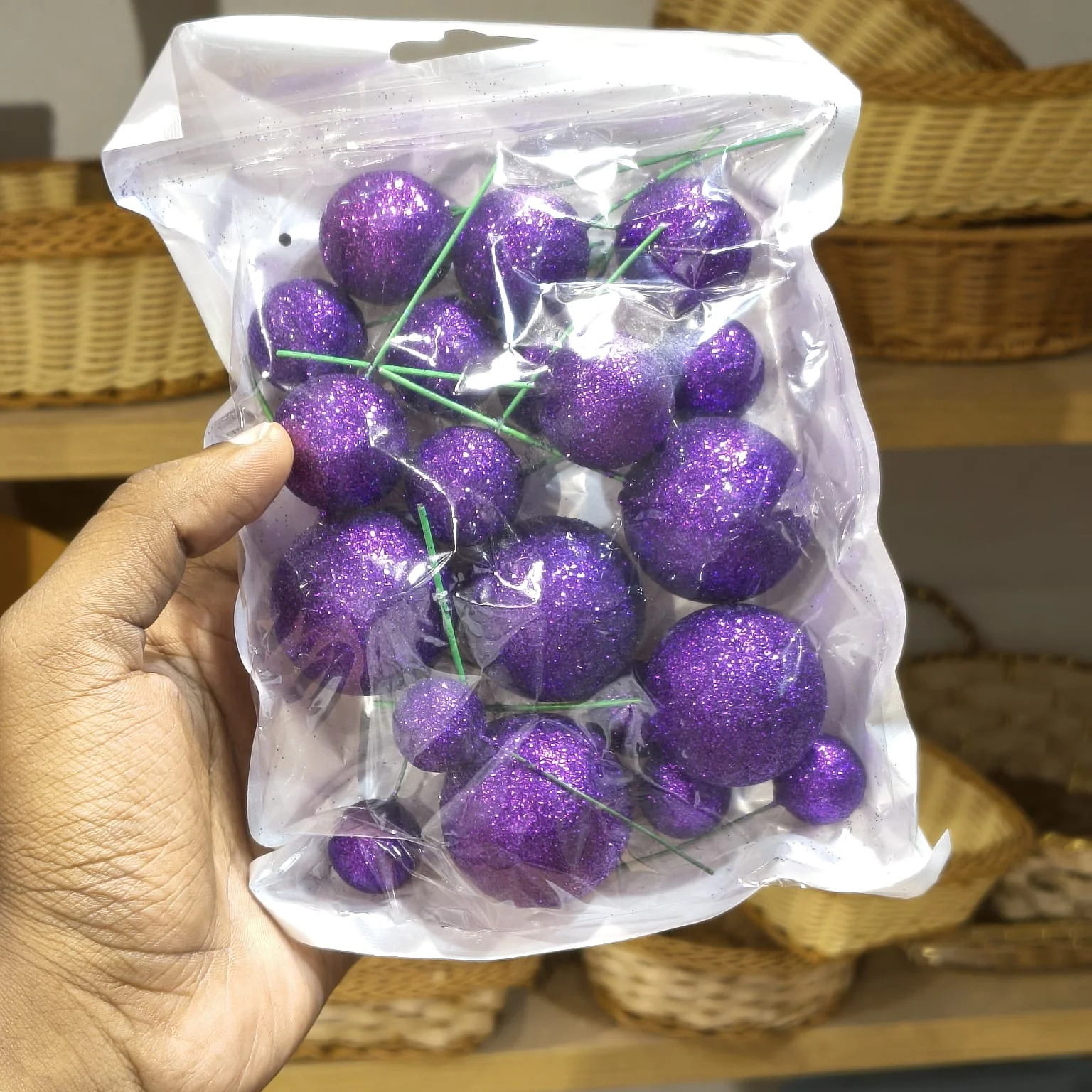 Glitter Faux Balls | Cakes, Bouquets, Hampers & Festive Decor | 20 Faux Ball Per Pack | Pack of 1 - Image 16