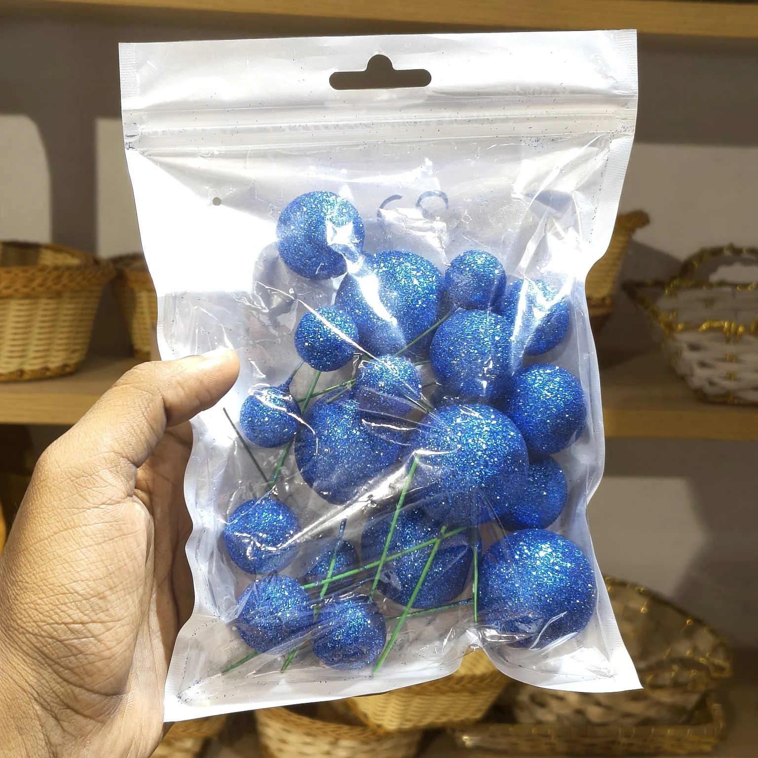 Glitter Faux Balls | Cakes, Bouquets, Hampers & Festive Decor | 20 Faux Ball Per Pack | Pack of 1 - Image 18
