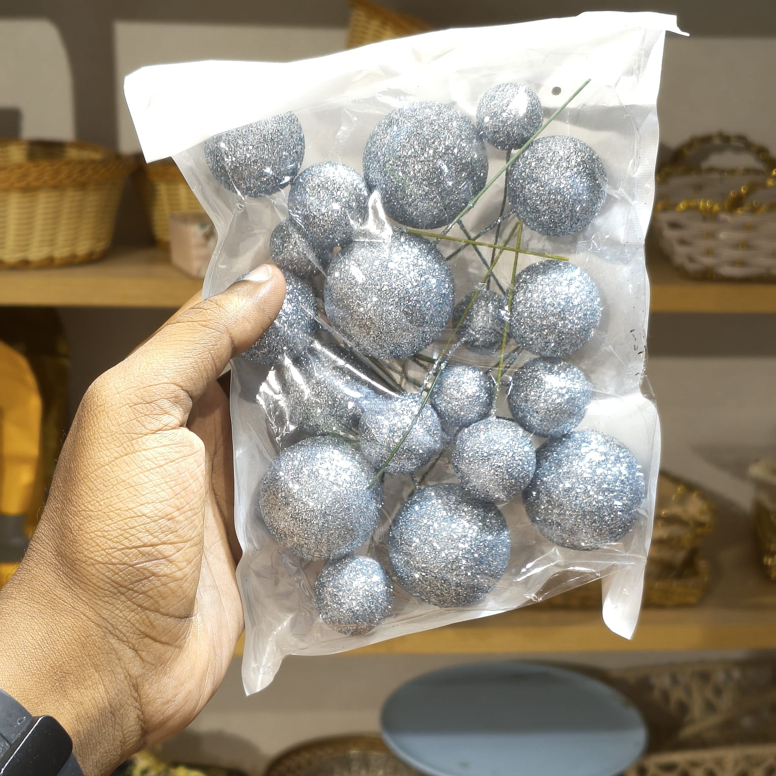 Glitter Faux Balls | Cakes, Bouquets, Hampers & Festive Decor | 20 Faux Ball Per Pack | Pack of 1 - Image 20