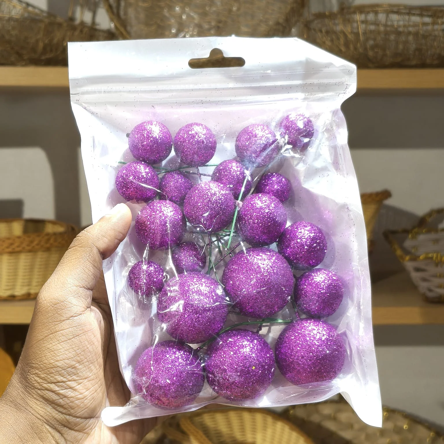 Glitter Faux Balls | Cakes, Bouquets, Hampers & Festive Decor | 20 Faux Ball Per Pack | Pack of 1 - Image 22