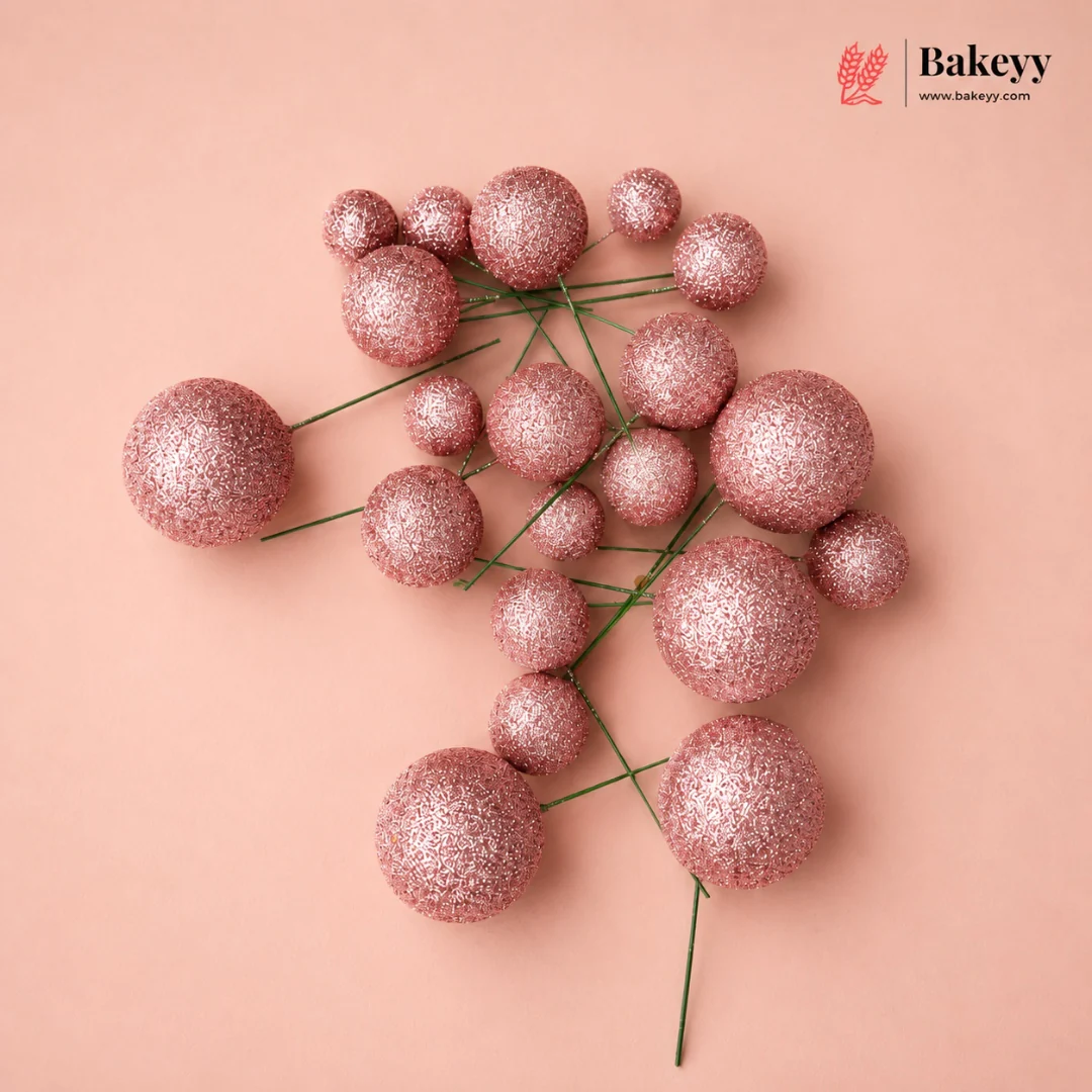 Glitter Faux Balls | Cakes, Bouquets, Hampers & Festive Decor | 20 Faux Ball Per Pack | Pack of 1 - Image 4