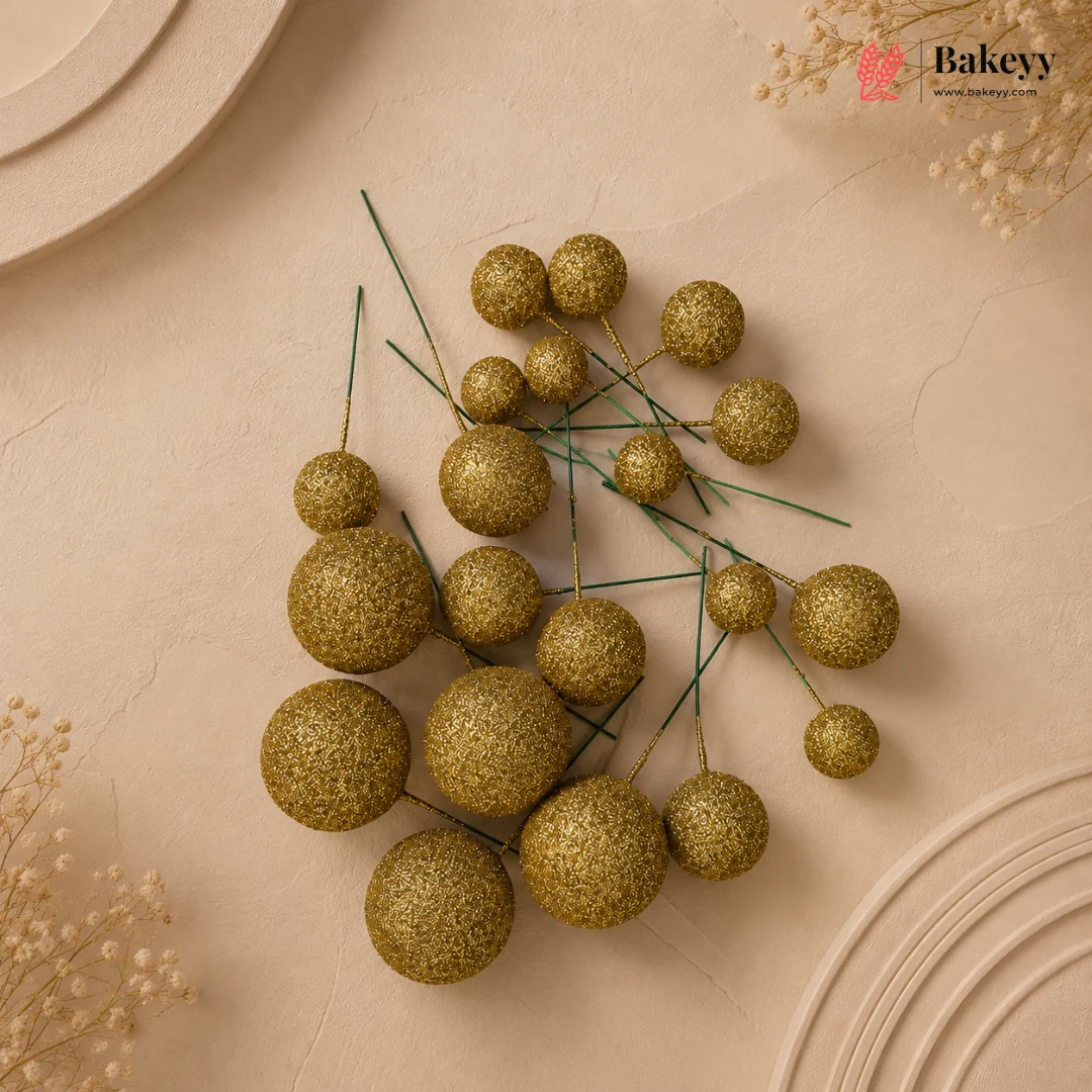 Glitter Faux Balls | Cakes, Bouquets, Hampers & Festive Decor | 20 Faux Ball Per Pack | Pack of 1 - Image 5