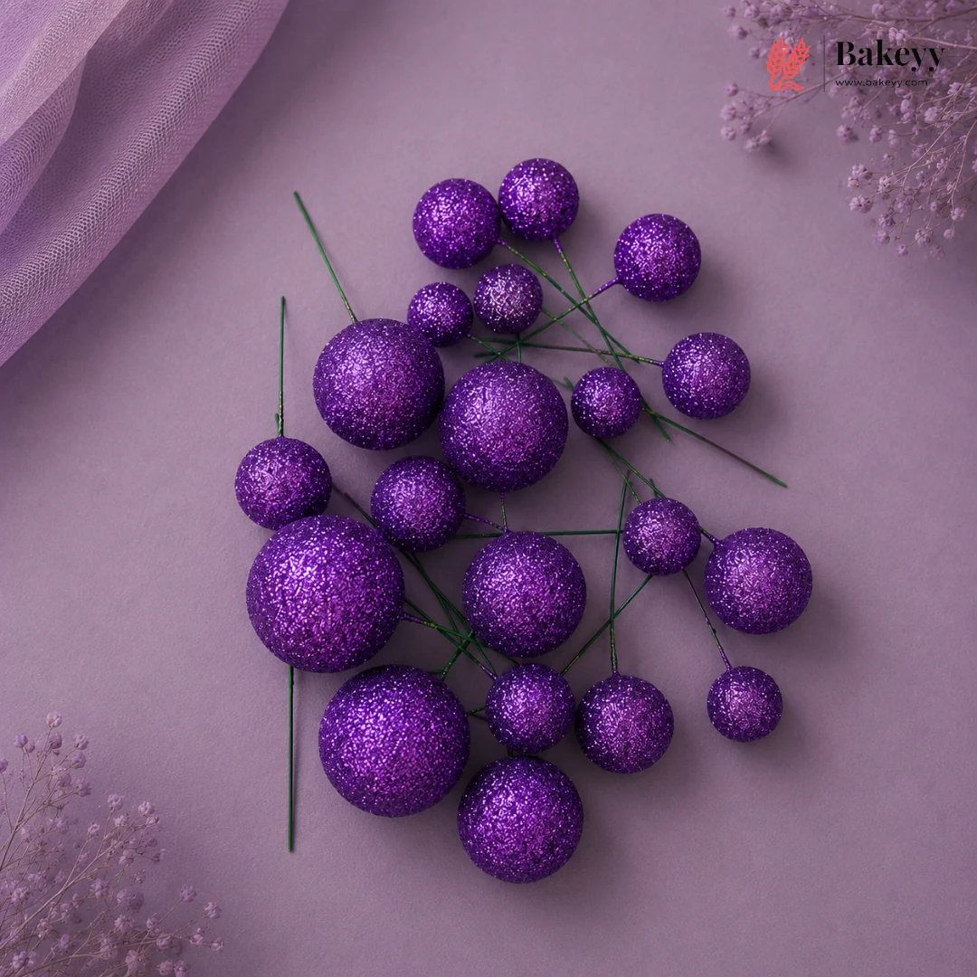 Glitter Faux Balls | Cakes, Bouquets, Hampers & Festive Decor | 20 Faux Ball Per Pack | Pack of 1 - Image 6