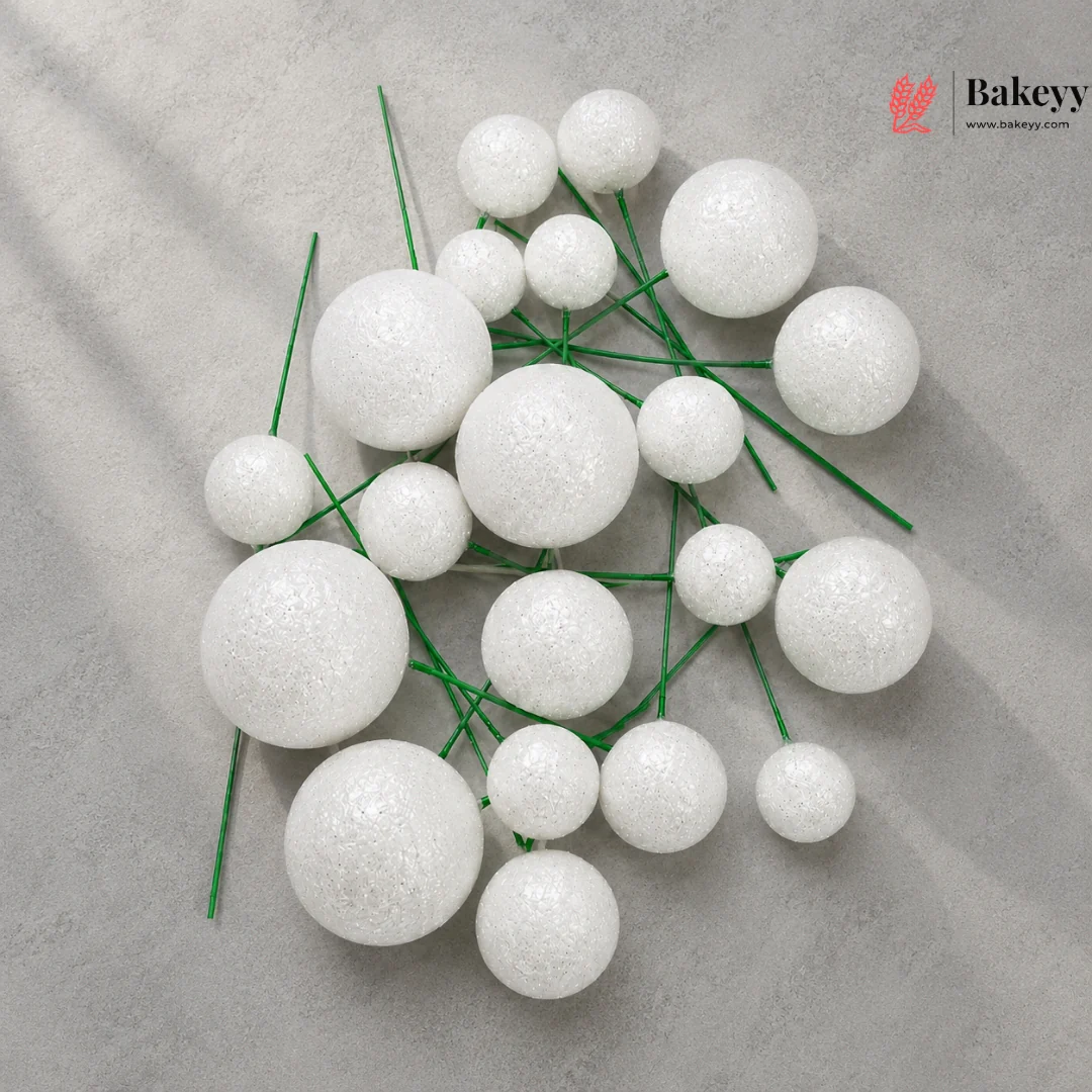 Glitter Faux Balls | Cakes, Bouquets, Hampers & Festive Decor | 20 Faux Ball Per Pack | Pack of 1 - Image 9