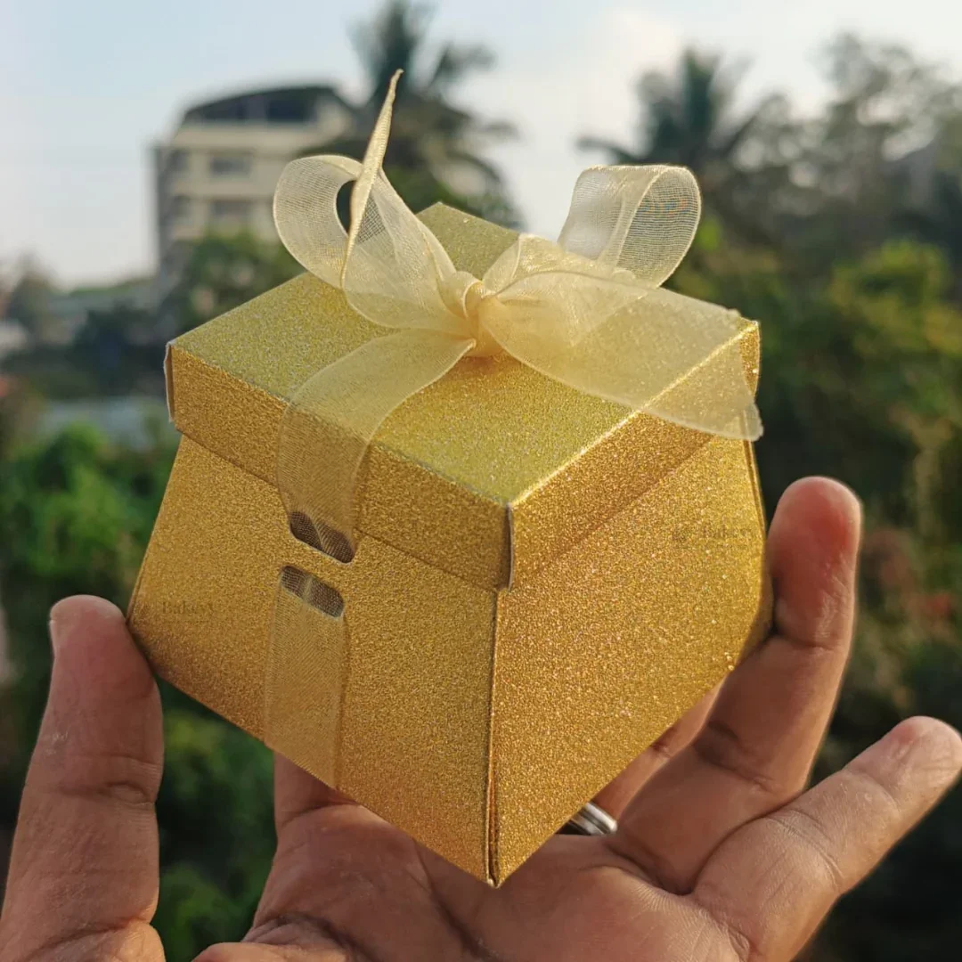 Glitter Gift Box with Ribbon | Elegant Paper Favor Box for Chocolates & Goodies | 3 Color Options | Pack of 10 - Image 2