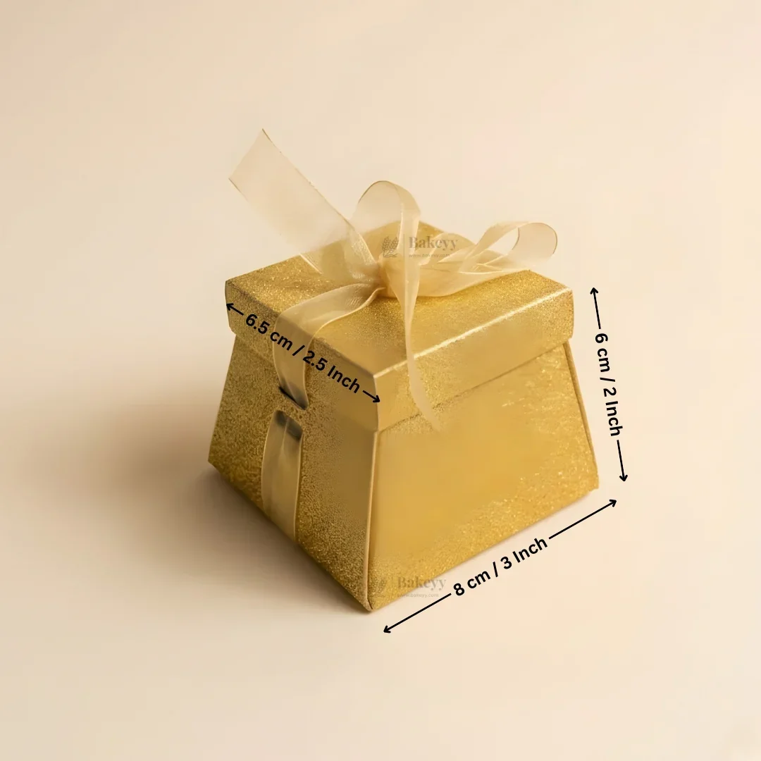 Glitter Gift Box with Ribbon | Elegant Paper Favor Box for Chocolates & Goodies | 3 Color Options | Pack of 10 - Image 3
