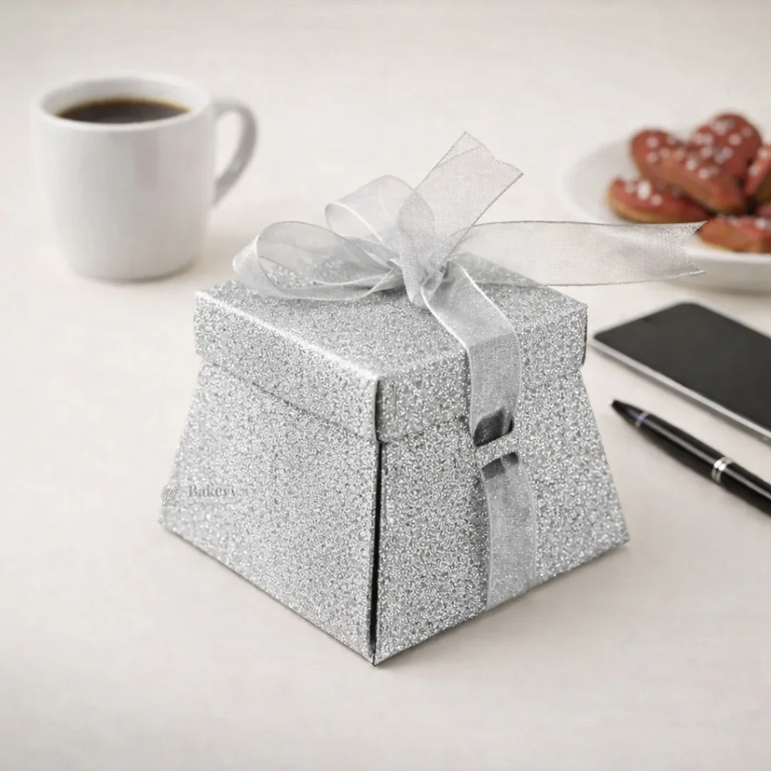Glitter Gift Box with Ribbon | Elegant Paper Favor Box for Chocolates & Goodies | 3 Color Options | Pack of 10 - Image 5