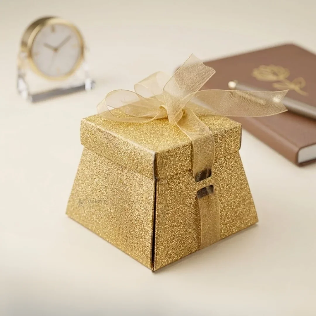 Glitter Gift Box with Ribbon | Elegant Paper Favor Box for Chocolates & Goodies | 3 Color Options | Pack of 10 - Image 7