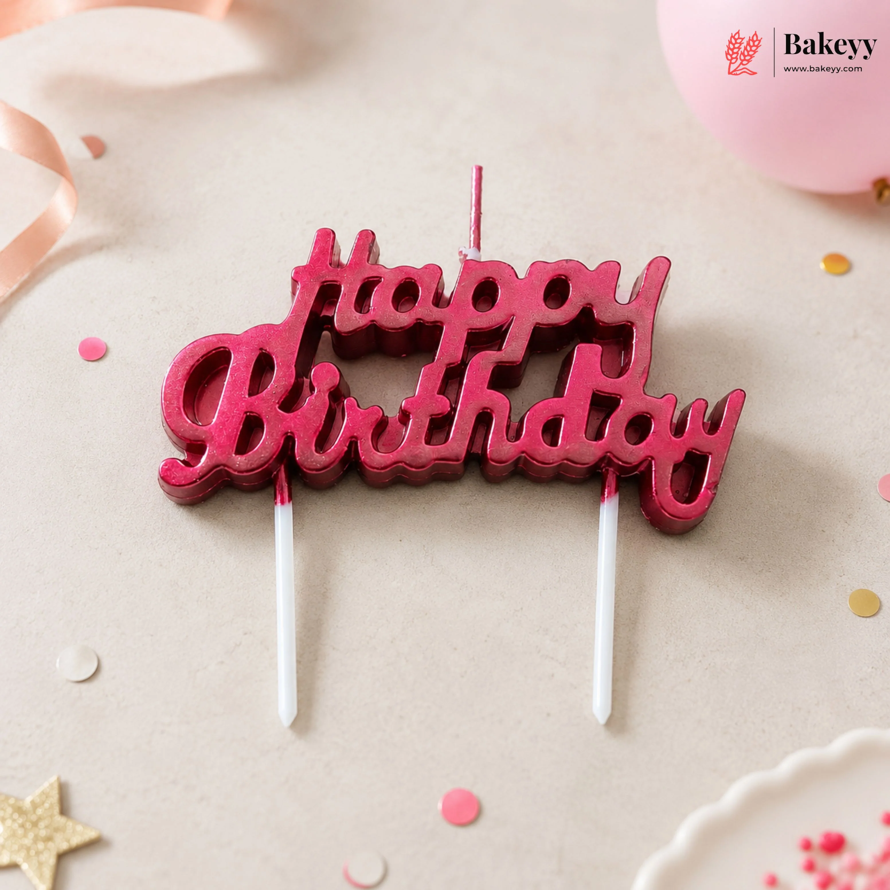 Happy Birthday Cake Topper | Multi-Color Elegant Party Decorations | Pack of 1 - Image 3