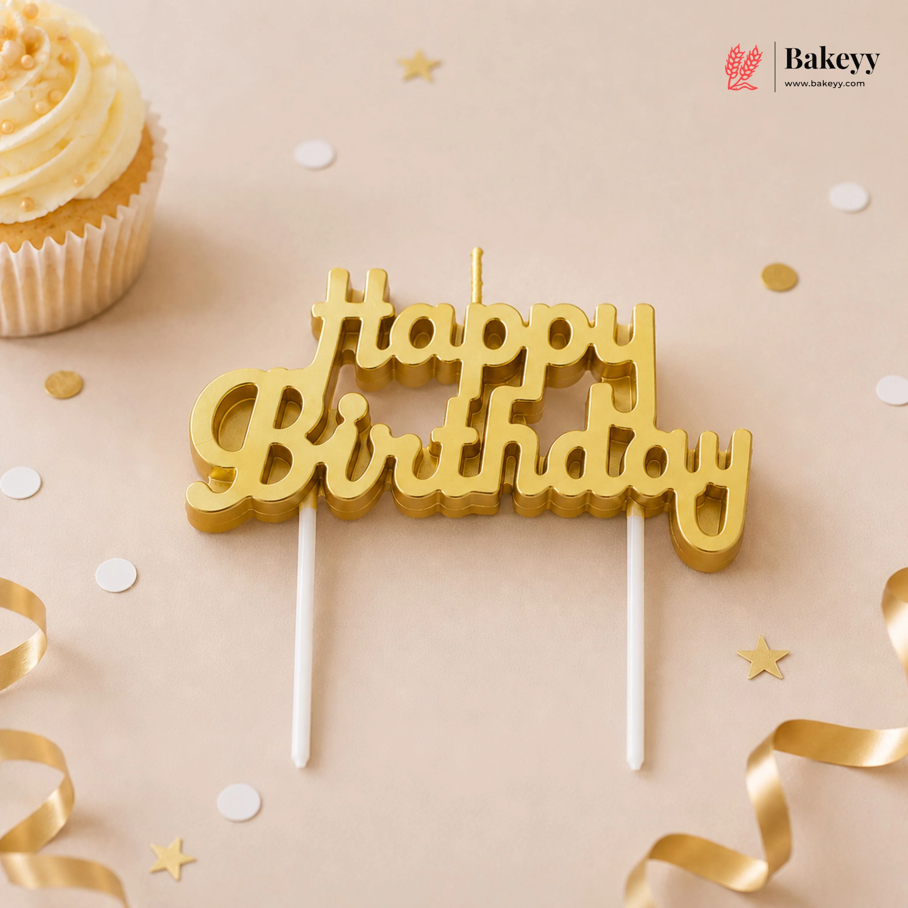 Happy Birthday Cake Topper | Multi-Color Elegant Party Decorations | Pack of 1 - Image 6